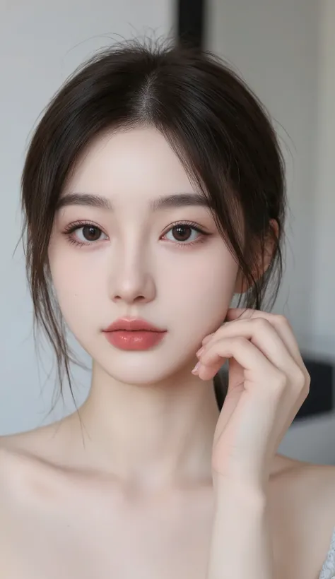 ( masterpiece:1.3), (8K,  Realistic Photos ,  original photo,  best quality: 1.4),  Japanese, ( 1 girl),25 years old, beautiful face, (Realistic face), ( dark hair , Short hair:1.3),  Beautiful Hairstyle, Real eyes,  Beautiful Eyes ,  Beautiful Eyes , ( re...