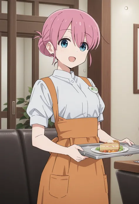 Score_9, score_8_up, score_7_up, source_anime, Michiyo Gotoh (character), 1girl, solo, pink hair, blue eyes, hair bun, (best quality), (high quality), {masterpiece}, extremely delicate and beautiful, ultra-detailed, beautiful detailed eyes, anna miller, wa...