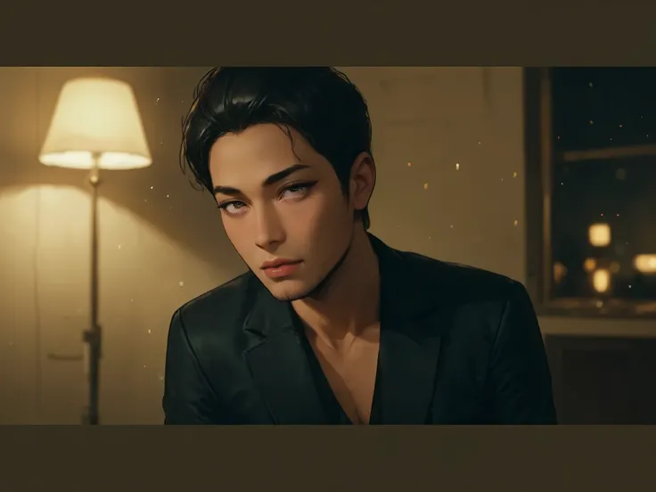 (Cinematic Aesthetics:1.4) Beautiful handsome Fashion Model Pictures Bokeh City Night　One man、Miura Chunma、handsome、anime,