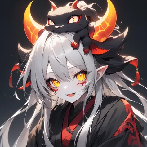 A humanoid whose pet dog evolved into、an Oriental demon, Keep only facial expressions adorable,