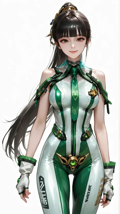  very aesthetic, 걸작, 고해상도, 8k 해상도, high contrast, (semi-realistic), newest, koreanai, best_quality, finely_detailed_eyes_and_detailed_face, (1 girl), eve, stellar blade, sbeve, black hair, brown eyes, ponytail, long hair, blunt bangs, bodysuit, green bodys...