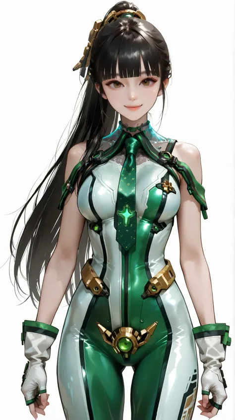  very aesthetic, 걸작, 고해상도, 8k 해상도, high contrast, (semi-realistic), newest, koreanai, best_quality, finely_detailed_eyes_and_detailed_face, (1 girl), eve, stellar blade, sbeve, black hair, brown eyes, ponytail, long hair, blunt bangs, bodysuit, green bodys...