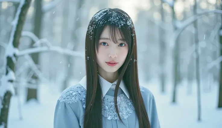  , the winged snow nymph has a graceful appearance. her skin is white like fresh snow, shines softly in the moonlight、has a faint bluish glow. what about her hair、flows like a frosty silk waterfall, woven into it {x} snowflakes with small crystals that won...