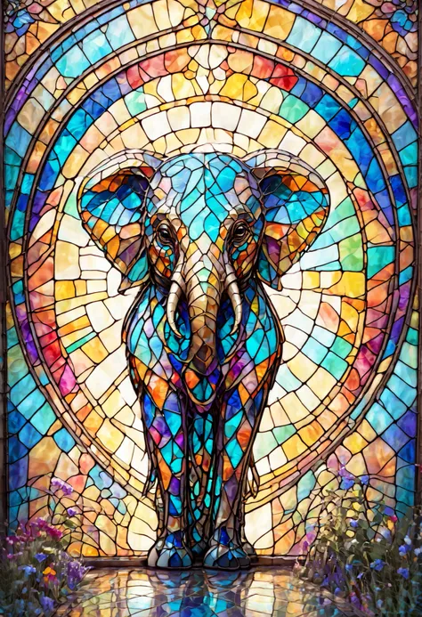 stained glass,elephant