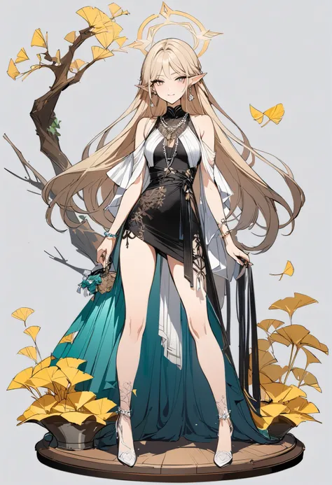 Reference Table,  Concept Figure , character design，girl，Beautiful elf，Wink，Stunning Beauty，，sketch）,has a mole under the eye, star necklace, (Masterpiece, BEST QUALITY), Official Art, beautiful and beautiful: 1.2), (1 个girl), is very detailed, (Geometric ...
