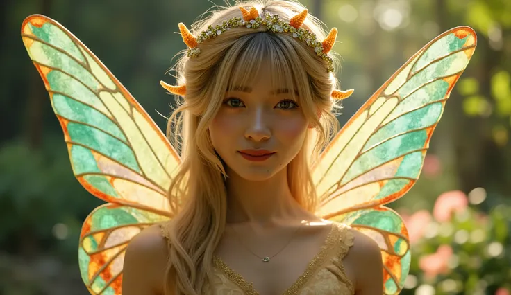 1girl ,Fairy, Butterfly Wings, Beautiful clothes,(high resolution, Highly detailed, Best Quality), medium breasts