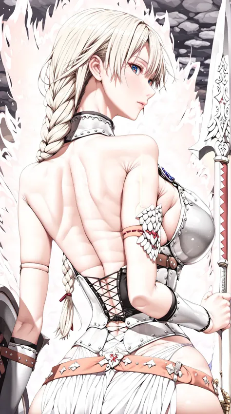 (best quality), (masterpiece), (ultra detailed), (2.5D style:1.5), (semi-realistic:1.5), (high contrast lighting:1.3),
(solo female valkyrie:1.5), (slim body with very large breasts:1.5), (narrow waist, soft hips:1.4), (sensual curves:1.5),
(back view:...
