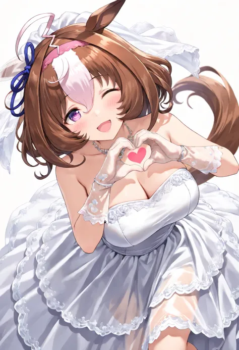 (masterpiece, best quality, perfect face:1.4), wide angle, meisho doto \(umamusume\), 1girl, ahoge, horse ears, ear ornament, pink headband, horse tail, tail on the lower back, proportional body, proportional, beautiful hair, beautiful face, beautiful deta...
