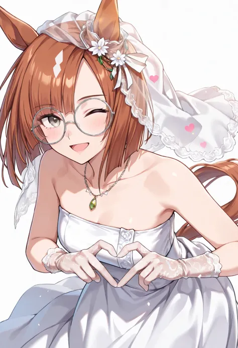 (masterpiece, best quality, perfect face:1.4), wide angle, ikuno dictus \(umamusume\), 1girl, glasses, round eyewear, horse ears, ear ornament, horse tail, tail on the lower back, proportional body, proportional,1 girl, beautiful hair, beautiful face, beau...