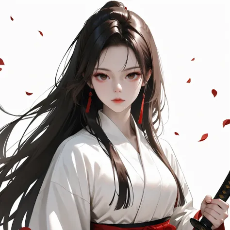 very aesthetic, 걸작, 고해상도, 8k 해상도, high contrast, (semi-realistic), newest, koreanai, best_quality, finely_detailed_eyes_and_detailed_face, (1 girl), solo, long_hair, straight_hair, (slicked_side:1.2), white hanfu, holding_sword, fighting_stance, martial a...