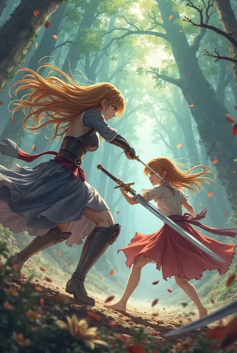 Generate images of Asuna fighting