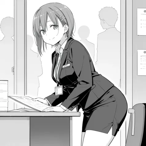 score_9, score_8_up, score_7_up,source_anime,uncensored,uncensored, 1girl,
, office lady, mole, mole under eye, , , , earrings, lanyard, id card, ,  jewelry, hair ornament, hairclip, skirt, short hair, multiple , shirt, pencil skirt, , , ,   Tawawa-style, ...