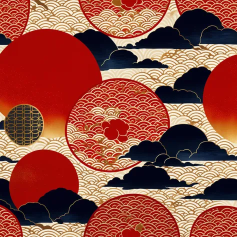 Traditional Japanese pattern ,High Quality,4K resolution,Ultra Fine Paint,Photographic Realism,professional finish,bright colors,bokeh,Japanese style background,delicate details,Classic Japanese Decor,Elegant Composition,Precise Textural Expression,Traditi...
