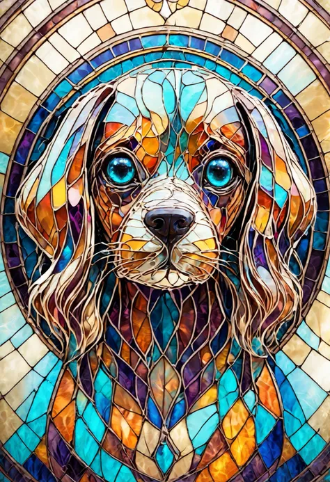 stained glass dog Cavalier King Charles Spaniel