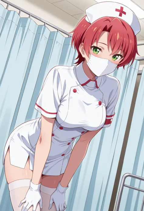 Score_9, score_8_up, score_7_up, source_anime, mei hamano, solo, short hair, pink hair, red hair, green eyes, medium breasts, (best quality), (high quality), {masterpiece}, extremely delicate and beautiful, ultra-detailed, beautiful detailed eyes, nurse, n...