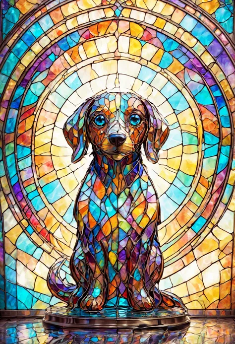 stained glass dog dachshund