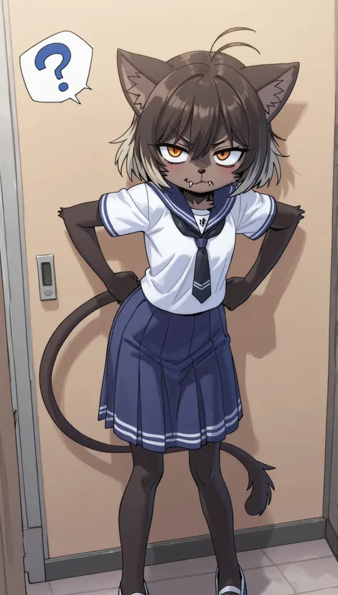 Score_9, Score_8_up, Score_7_up, 1, alone, masterpiece, top quality, amazing quality, very aesthetic, absurd, furry font, Species: Anthropomorphic black cat
Style: Slim, agile, expressive eyes, mischievous demeanor
Base color: Black with blue-gray highligh...
