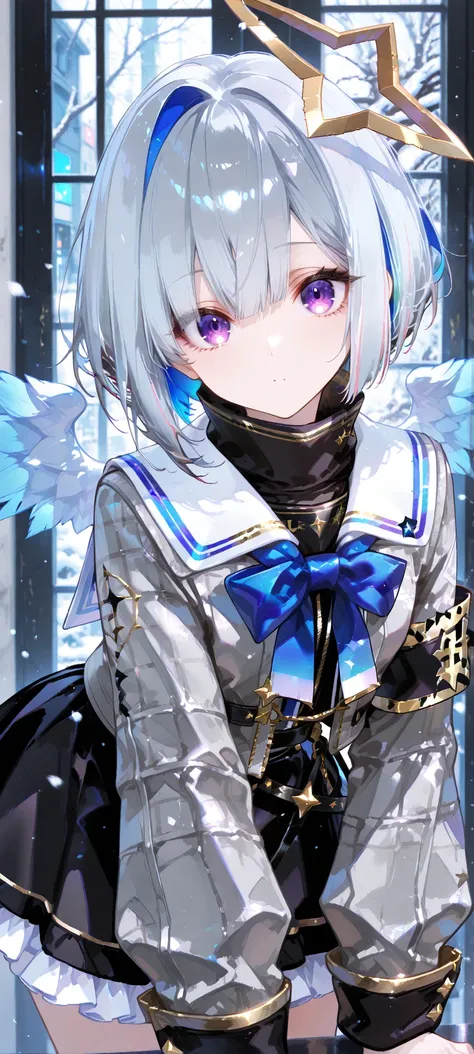 masterpiece, 最High Quality, High Quality, Newest, Hi-Res, Very High Resolution,
 break
Detailed background , Very awa, is very eye-catching, Illustration, CG,
break
Perfect configuration, eye reflection, Lashes, 
BREAK
Amane Kanata short hair, multicolored...