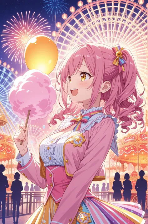 masterpiece, anime artwork, high resolution, score_9_up, score_8_up, 1girl, 20 years old, Japanese girl, upper body shot, right side profile view, delicate youthful features with burst of laughter, genuine explosive joy with wide open smile, large expressi...