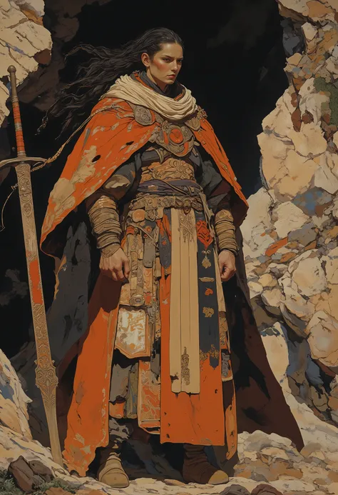 
, tanlines, tan, Oversized Coat、 Female Warrior、sword、big 、1girl, gongbifengshang_bb