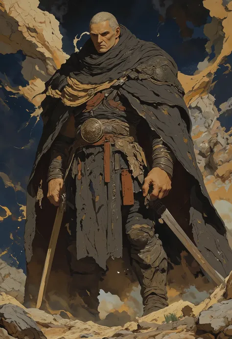 
, tanlines, tan, Oversized Coat、 Female Warrior、sword、big 、1girl, gongbifengshang_bb