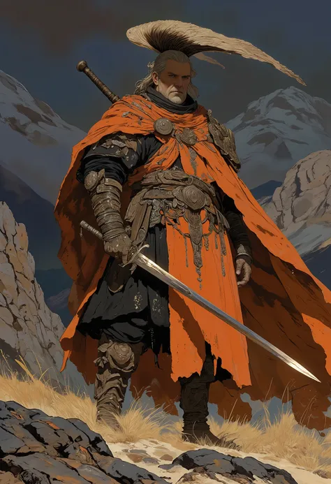 
, tanlines, tan, Oversized Coat、 Female Warrior、sword、big 、1girl, gongbifengshang_bb