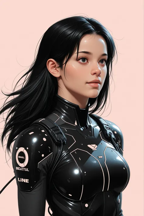 (masterpeace), high quality, (whole body:1.5),((Line Art: 1.5)), ((sci-fi comic style)), ((monochrome)), simple background, action scene, europian comic, single shot, syntheticbreed,
BREAK
A young girl wearing a black bodysuit, ((tactical helmet)), (cyberp...