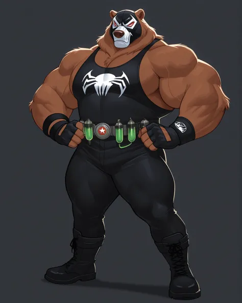 DISNEY ANIMATIONS, 8k, The best quality, very well drawn, detailed, high quality, detailed, 4k, high resolution, high quality, high resolution, furry character, ursine, kodiak brown bear, bear, boots, posing, (sexy), thick arms, huge arms, 8ft, 595lbs, ( ...