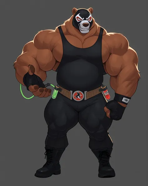 DISNEY ANIMATIONS, 8k, The best quality, very well drawn, detailed, high quality, detailed, 4k, high resolution, high quality, high resolution, furry character, ursine, kodiak brown bear, bear, boots, posing, (sexy), thick arms, huge arms, huge thick swol...