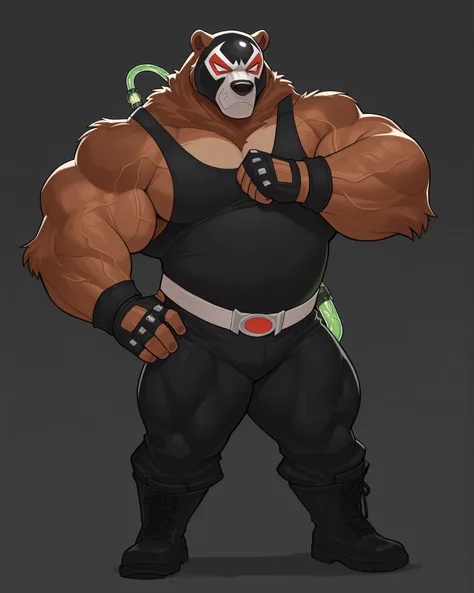 DISNEY ANIMATIONS, 8k, The best quality, very well drawn, detailed, high quality, detailed, 4k, high resolution, high quality, high resolution, furry character, ursine, kodiak brown bear, bear, boots, posing, (sexy), thick arms, huge arms, huge thick swol...