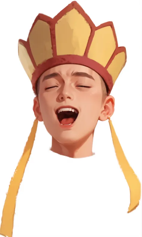 1 boy in the theater,focus, solo, solo focus,Masterpiece,Fraction_9,Fraction_8_Up,Fraction_7_Up,Tang Seng is wearing a hat that takes the Western Meridian，singing the ONLY YOU song，Sing，The mouth shows an O shape，