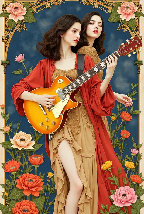 ((最高品質)), ((masterpiece)), ( 詳細),two female persons, guitarist & vocalist , ,30yers old, beauty, information(masterpiece, Best Quality, bst quality, Official Art, beautiful and aesthetic :1.2), ( 1 girl), Extremely Detailed ,( Fractal Art :1.3),colorful,...