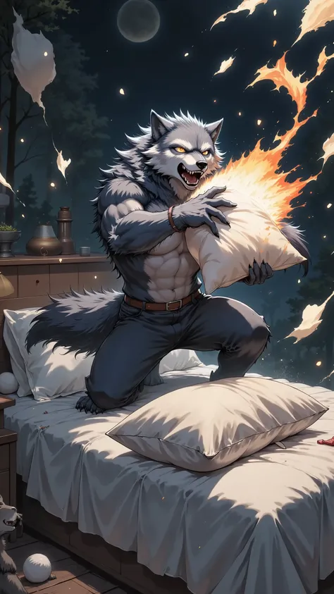 Werewolf,pillow fight 