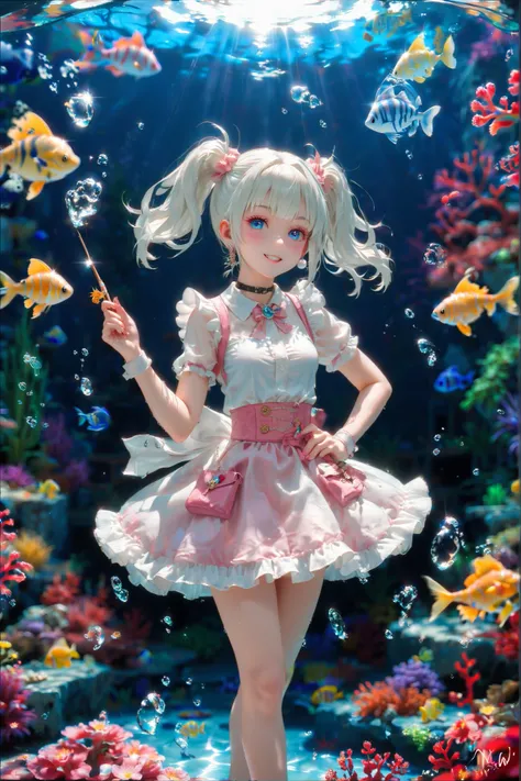 girl being pecked all over her body became one of the many Doctor Fish in the aquarium(((A、nsfw,A small fish that sticks to a girl's skin、)))A small fish like a large group of sardines、
masterpiece,Highest Quality,Super Detailed,8k,cute girl standing in th...