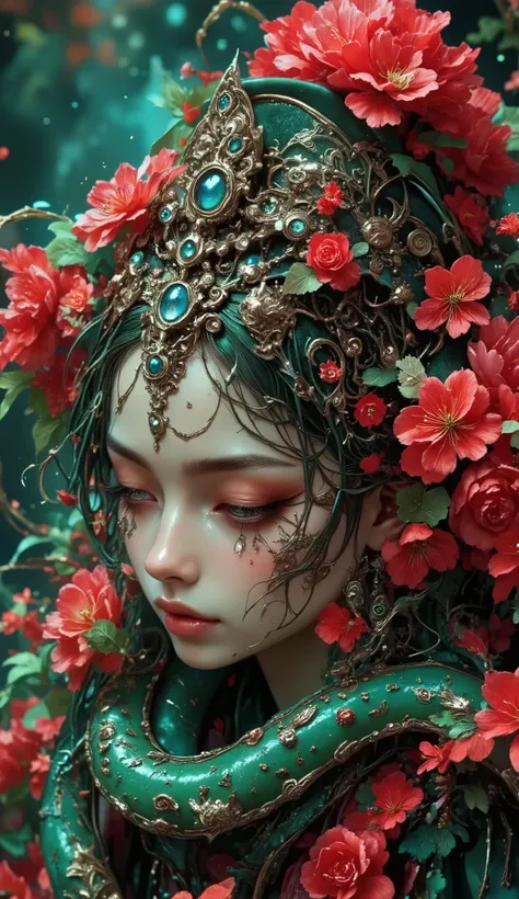  Masterpiece ，Best Quality，更High Quality，High Detail，超high resolution，8K resolution，panoramic，full body photo，Exquisite Facial Features，Perfect face，masterpiece、Best Quality、absurd、High Quality、high resolution、8k。
tribal sci-fi、green、red、atmosphere、triangl...