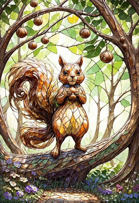 Squirrel parent and Nuts forest