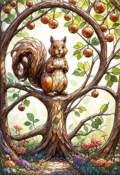 Squirrel parent and Nuts forest