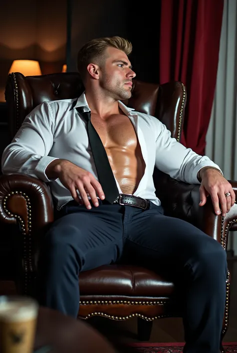 ((masterpiece)), ((top quality:1.2)), high definition, 8 k, (ultra_realistic:1.3), (photorealistic:1.4), sharp focus, is very detailed, Incredibly attractive, muscular man, the head of the company, CEO, height 190, On it ((very expensive, dark blue/black/d...