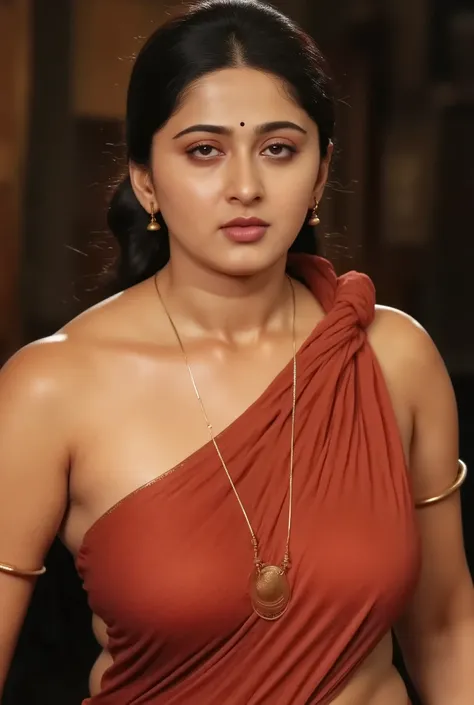Looks like Indian actress Anushka Shetty, actress Nagma, Indian milf nagma, nagma aunty, a photo portrait of a beautiful girl 70 years old Woman, padosan aunty, aunti ji, maharani, rajmata, goddess, kamadevi, clothes inspired by Hindi mythology serial or H...