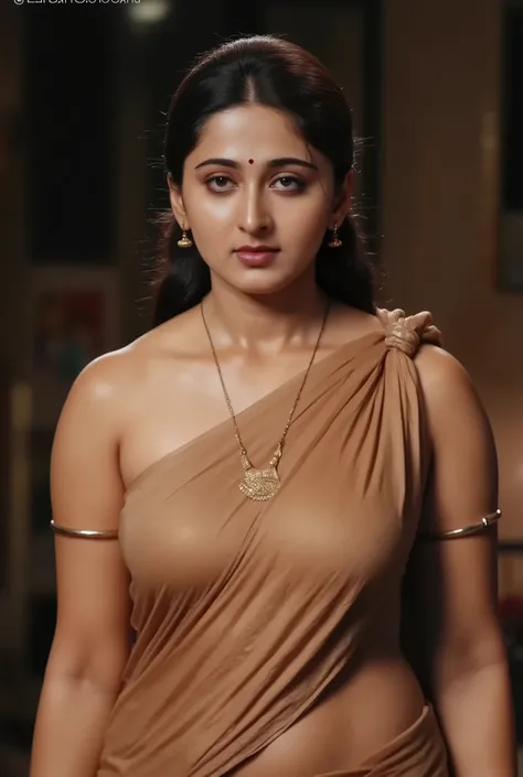 Looks like Indian actress Anushka Shetty, actress Nagma, Indian milf nagma, nagma aunty, a photo portrait of a beautiful girl 70 years old Woman, padosan aunty, aunti ji, maharani, rajmata, goddess, kamadevi, clothes inspired by Hindi mythology serial or H...