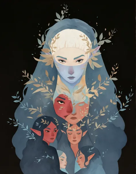 drki, dkri, portrait, a group of people, 5girls, 6boys, rating_questionable, BREAK
flat color, no lineart, group portrait, 
tourquise hair, black eyes, demon, humanoid, colored skin, red skin, facing viewer, detailed illustration,  characters, detailed fac...