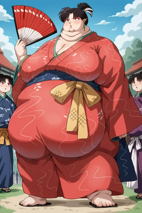 Fat_neck , Fat head , eyes with crushed cheeks , nose with crushed cheeks , mouth with crushed cheeks , chin roll , chubby, obesity, chubby, shortness of breath, Wide angle , Ultra-detailed illustration , masterpiece , top quality, fat, chubby, obese , sco...