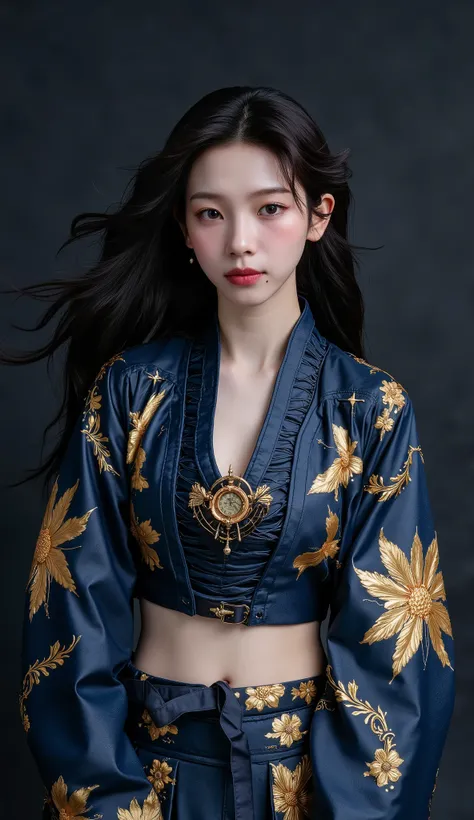 masterpiece、top quality、top quality、high resolution、、RAW images、8k、Medieval Korea、一人のwomanhood、Alone、dynamic pose、Beauty、 Keen Eyes  、(Keen Eyesつきで、 Keen Eyes   cover one eye with hair :1.5 ) 、ほっそりandしたwomanhood、ほっそりandした体、thin waist、big 、 An image of a ki...
