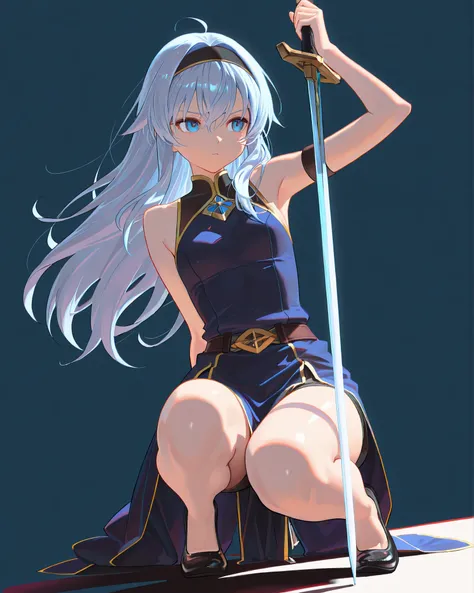 masterpiece,top quality,Super Detailed、High Definition、8K Quality,bipedal、simple background、Long sword、thin-soled shoes、Cloth clothing、sword you're trying to pull out is stuck in the ground、The、Upright、Jin and the Royal Family、真ん中にLong sword、Holy Sword、Her...
