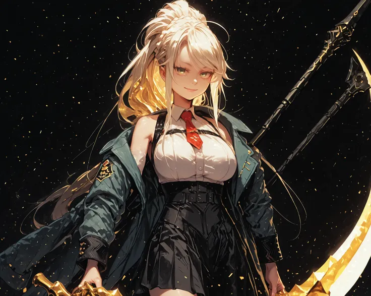  A young female character , fundo preto, com a mesma altura e tipo de corpo de Mash from Fate Grand Order. She is wearing a white dress and a white dress, like Artoria Pendragon Ruler from Fate Grand Order, and the same face appears as Artoria Pendragon Ru...