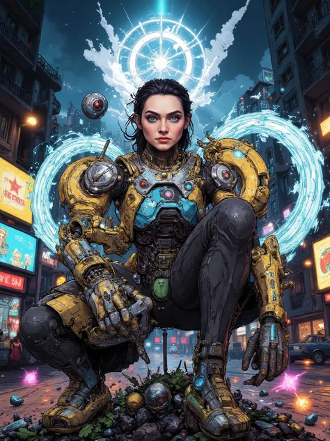 robo-girlfriend, silver and dark gray, grand theft auto, 8k, high quality, highly detailed, cinematic, dramatic lighting, moody, cyberpunk, mechanical, android, female robot, full body portrait, standing pose, confident expression, glowing blue eyes, sleek...