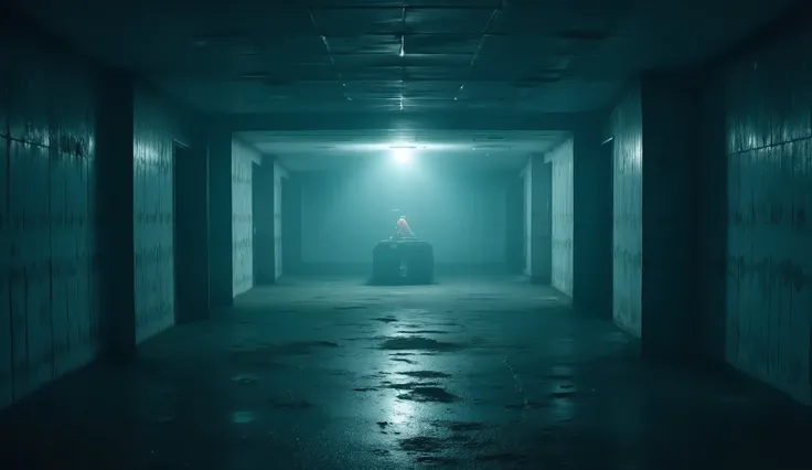 Endless basement, lonely, ethereal lighting, surreal, liminal, hyper realistic, high detail, masterpiece.