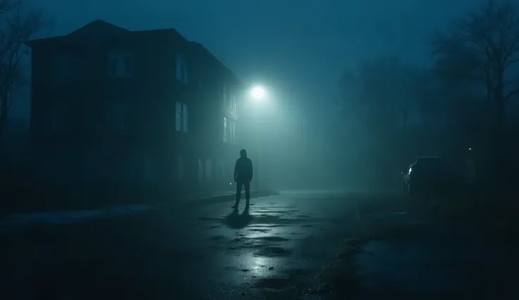 Dark street corner, lonely, one street light, ethereal lighting, surreal, liminal, hyper realistic, high detail, masterpiece.