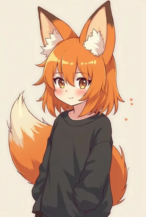 (muted colors, color palette extremely pleasing to the eye, aesthetic artistic pale pastel colors, semi-monochrome:1.2) pretty girl in loose black sweatshirt, orange hair, big furry fox ears, fox girl, Furry art, furry commission oc, aesthetic, happy, in love, blushing, Ahegao, Plain background, orange!!, thick stroke, Simplistic art style, Order drawing, Beautiful minimal details