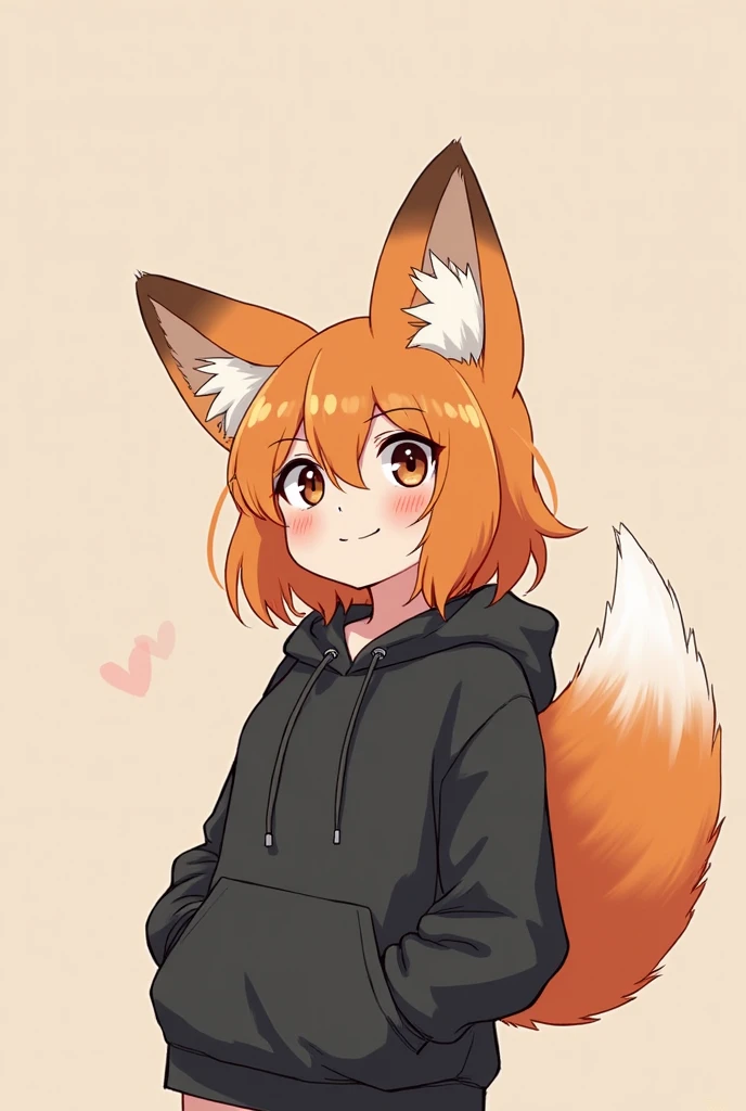(muted colors, color palette extremely pleasing to the eye, aesthetic artistic pale pastel colors, semi-monochrome:1.2) pretty girl in loose black sweatshirt, orange hair, big furry fox ears, fox girl, Furry art, furry commission oc, aesthetic, happy, in love, blushing, Ahegao, Plain background, orange!!, thick stroke, Simplistic art style, Order drawing, Beautiful minimal details